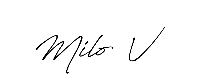 Make a beautiful signature design for name Miloš V. With this signature (Antro_Vectra_Bolder) style, you can create a handwritten signature for free. Miloš V signature style 7 images and pictures png