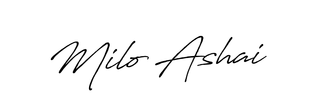 Also You can easily find your signature by using the search form. We will create Milo Ashai name handwritten signature images for you free of cost using Antro_Vectra_Bolder sign style. Milo Ashai signature style 7 images and pictures png