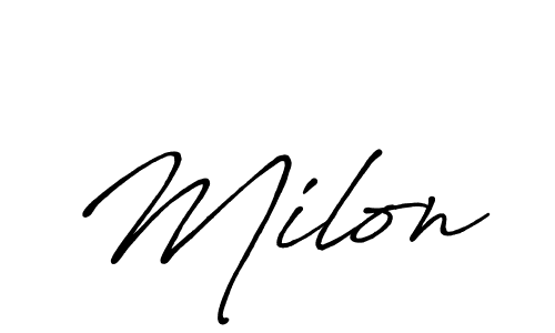 Design your own signature with our free online signature maker. With this signature software, you can create a handwritten (Antro_Vectra_Bolder) signature for name Milon. Milon signature style 7 images and pictures png