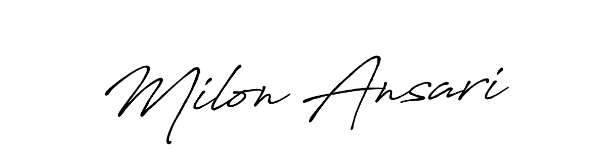 Antro_Vectra_Bolder is a professional signature style that is perfect for those who want to add a touch of class to their signature. It is also a great choice for those who want to make their signature more unique. Get Milon Ansari name to fancy signature for free. Milon Ansari signature style 7 images and pictures png