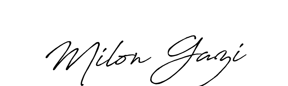 Also You can easily find your signature by using the search form. We will create Milon Gazi name handwritten signature images for you free of cost using Antro_Vectra_Bolder sign style. Milon Gazi signature style 7 images and pictures png