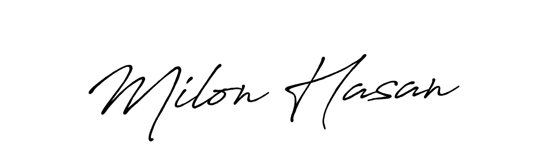 How to make Milon Hasan signature? Antro_Vectra_Bolder is a professional autograph style. Create handwritten signature for Milon Hasan name. Milon Hasan signature style 7 images and pictures png