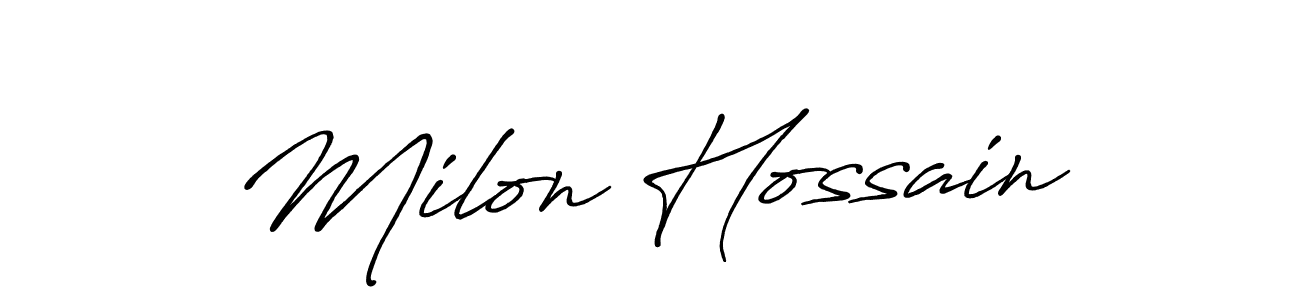 Also we have Milon Hossain name is the best signature style. Create professional handwritten signature collection using Antro_Vectra_Bolder autograph style. Milon Hossain signature style 7 images and pictures png
