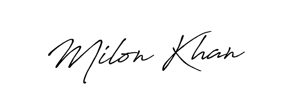 Similarly Antro_Vectra_Bolder is the best handwritten signature design. Signature creator online .You can use it as an online autograph creator for name Milon Khan. Milon Khan signature style 7 images and pictures png