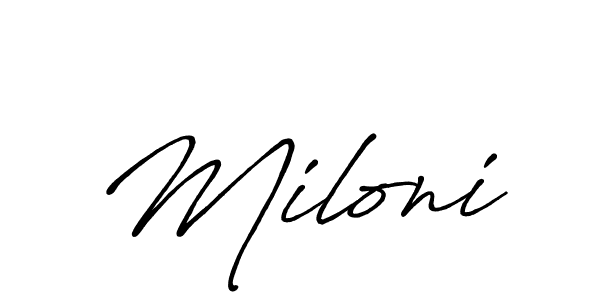 Create a beautiful signature design for name Miloni. With this signature (Antro_Vectra_Bolder) fonts, you can make a handwritten signature for free. Miloni signature style 7 images and pictures png