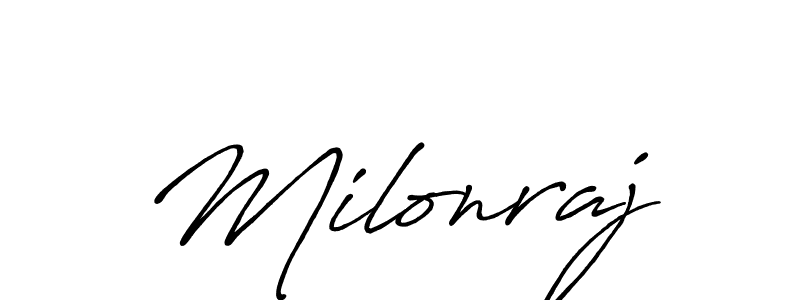 Make a beautiful signature design for name Milonraj. With this signature (Antro_Vectra_Bolder) style, you can create a handwritten signature for free. Milonraj signature style 7 images and pictures png