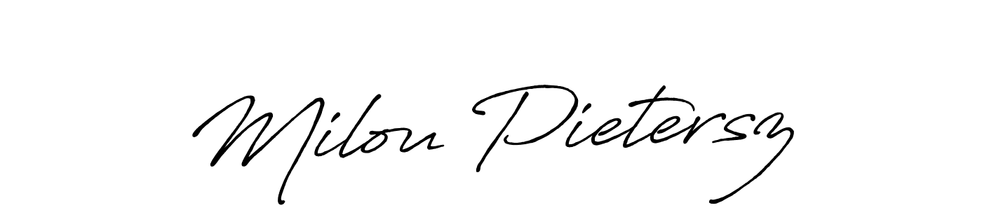 Use a signature maker to create a handwritten signature online. With this signature software, you can design (Antro_Vectra_Bolder) your own signature for name Milou Pietersz. Milou Pietersz signature style 7 images and pictures png