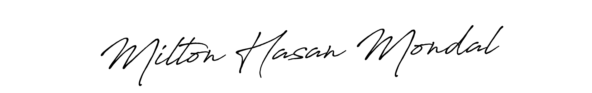 Create a beautiful signature design for name Milton Hasan Mondal. With this signature (Antro_Vectra_Bolder) fonts, you can make a handwritten signature for free. Milton Hasan Mondal signature style 7 images and pictures png