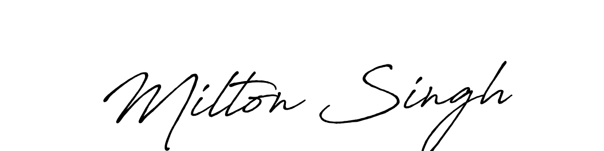 Also we have Milton Singh name is the best signature style. Create professional handwritten signature collection using Antro_Vectra_Bolder autograph style. Milton Singh signature style 7 images and pictures png