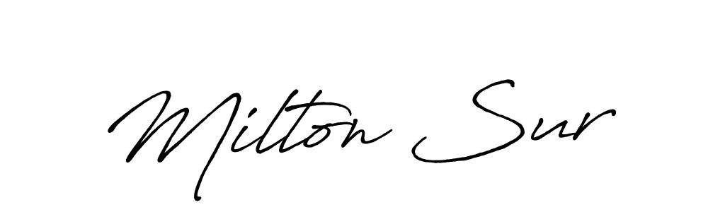 if you are searching for the best signature style for your name Milton Sur. so please give up your signature search. here we have designed multiple signature styles  using Antro_Vectra_Bolder. Milton Sur signature style 7 images and pictures png