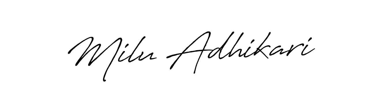 Make a short Milu Adhikari signature style. Manage your documents anywhere anytime using Antro_Vectra_Bolder. Create and add eSignatures, submit forms, share and send files easily. Milu Adhikari signature style 7 images and pictures png