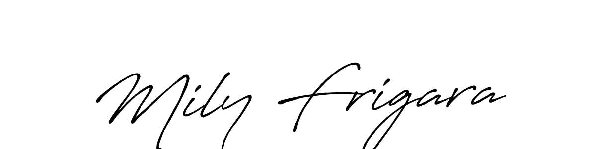 Make a short Mily Frigara signature style. Manage your documents anywhere anytime using Antro_Vectra_Bolder. Create and add eSignatures, submit forms, share and send files easily. Mily Frigara signature style 7 images and pictures png