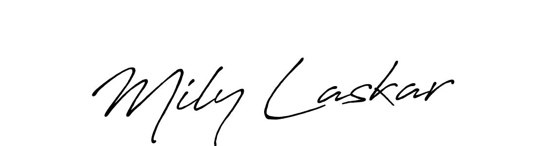 Design your own signature with our free online signature maker. With this signature software, you can create a handwritten (Antro_Vectra_Bolder) signature for name Mily Laskar. Mily Laskar signature style 7 images and pictures png