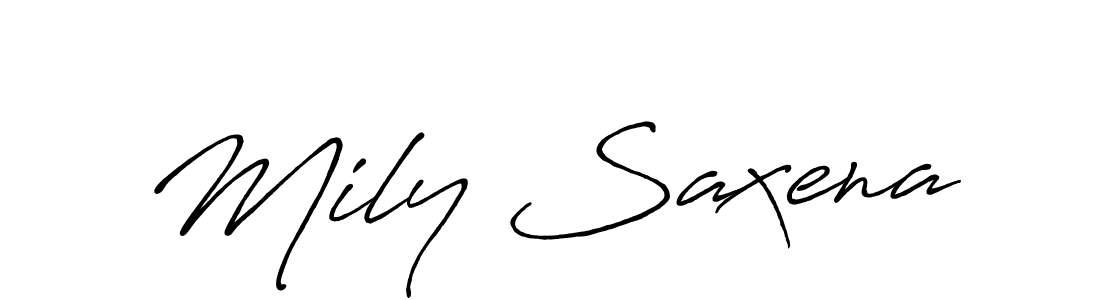 Design your own signature with our free online signature maker. With this signature software, you can create a handwritten (Antro_Vectra_Bolder) signature for name Mily Saxena. Mily Saxena signature style 7 images and pictures png