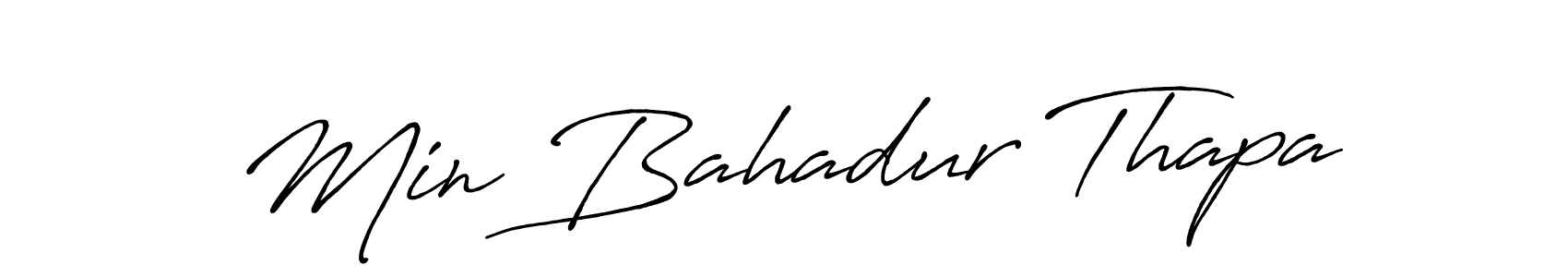 How to make Min Bahadur Thapa name signature. Use Antro_Vectra_Bolder style for creating short signs online. This is the latest handwritten sign. Min Bahadur Thapa signature style 7 images and pictures png