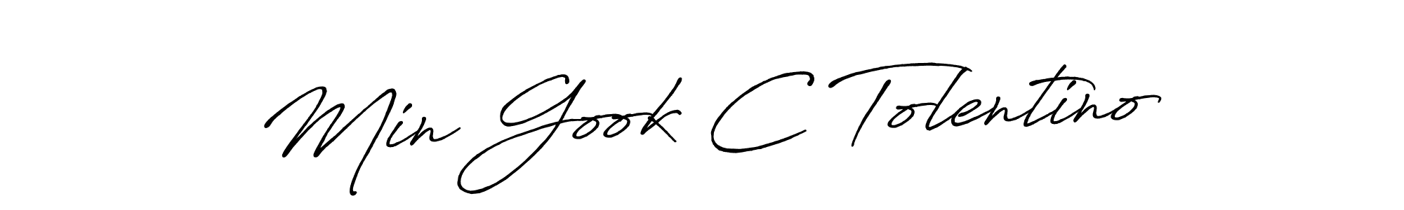 Create a beautiful signature design for name Min Gook C Tolentino. With this signature (Antro_Vectra_Bolder) fonts, you can make a handwritten signature for free. Min Gook C Tolentino signature style 7 images and pictures png