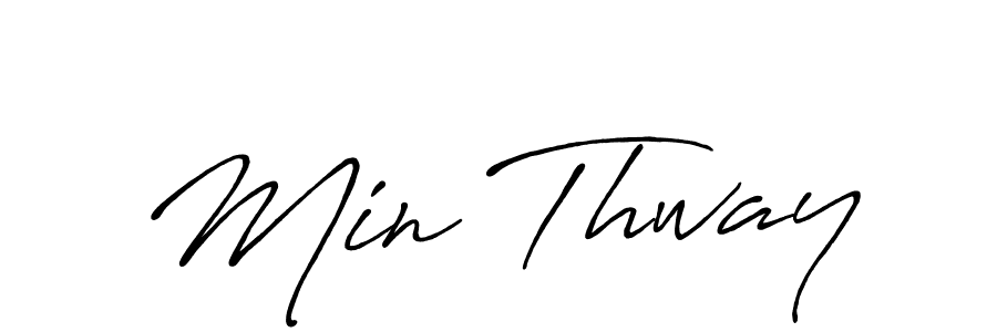 The best way (Antro_Vectra_Bolder) to make a short signature is to pick only two or three words in your name. The name Min Thway include a total of six letters. For converting this name. Min Thway signature style 7 images and pictures png