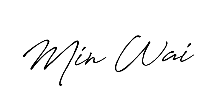 Use a signature maker to create a handwritten signature online. With this signature software, you can design (Antro_Vectra_Bolder) your own signature for name Min Wai. Min Wai signature style 7 images and pictures png