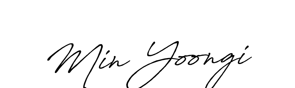 How to make Min Yoongi signature? Antro_Vectra_Bolder is a professional autograph style. Create handwritten signature for Min Yoongi name. Min Yoongi signature style 7 images and pictures png