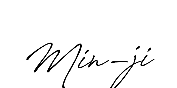 How to make Min-ji signature? Antro_Vectra_Bolder is a professional autograph style. Create handwritten signature for Min-ji name. Min-ji signature style 7 images and pictures png