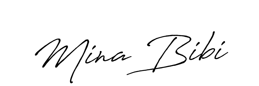 Use a signature maker to create a handwritten signature online. With this signature software, you can design (Antro_Vectra_Bolder) your own signature for name Mina Bibi. Mina Bibi signature style 7 images and pictures png