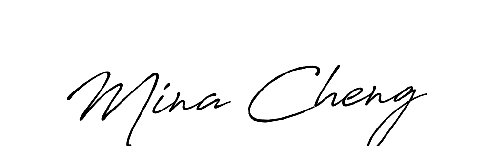 Similarly Antro_Vectra_Bolder is the best handwritten signature design. Signature creator online .You can use it as an online autograph creator for name Mina Cheng. Mina Cheng signature style 7 images and pictures png