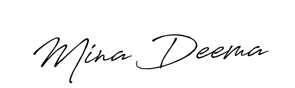 Use a signature maker to create a handwritten signature online. With this signature software, you can design (Antro_Vectra_Bolder) your own signature for name Mina Deema. Mina Deema signature style 7 images and pictures png