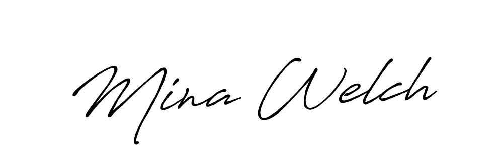 How to make Mina Welch name signature. Use Antro_Vectra_Bolder style for creating short signs online. This is the latest handwritten sign. Mina Welch signature style 7 images and pictures png