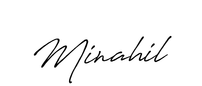 Make a beautiful signature design for name Minahil. With this signature (Antro_Vectra_Bolder) style, you can create a handwritten signature for free. Minahil signature style 7 images and pictures png