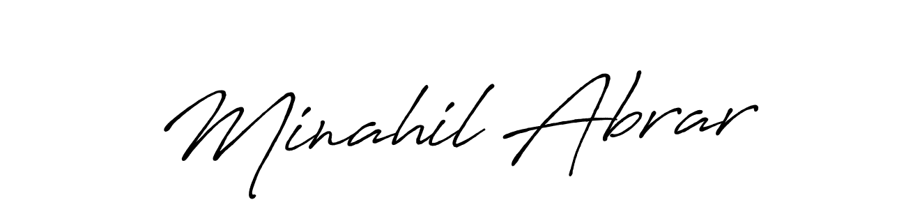 You should practise on your own different ways (Antro_Vectra_Bolder) to write your name (Minahil Abrar) in signature. don't let someone else do it for you. Minahil Abrar signature style 7 images and pictures png