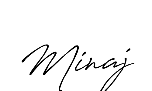 You should practise on your own different ways (Antro_Vectra_Bolder) to write your name (Minaj) in signature. don't let someone else do it for you. Minaj signature style 7 images and pictures png