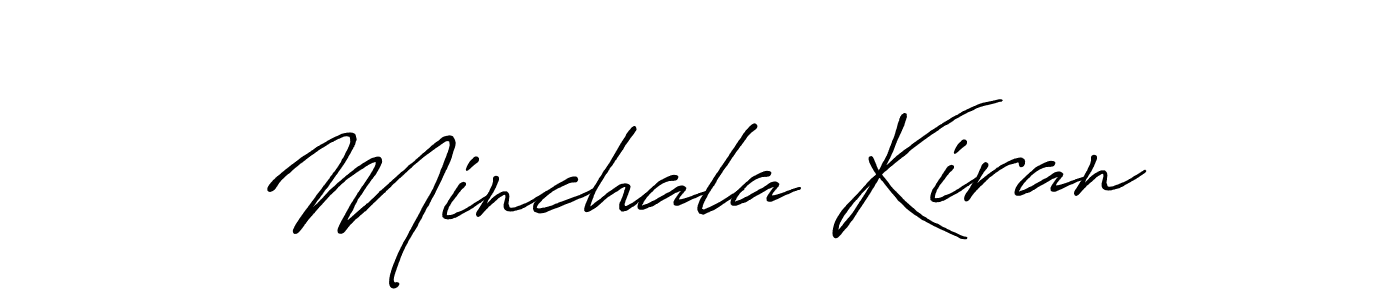 Use a signature maker to create a handwritten signature online. With this signature software, you can design (Antro_Vectra_Bolder) your own signature for name Minchala Kiran. Minchala Kiran signature style 7 images and pictures png