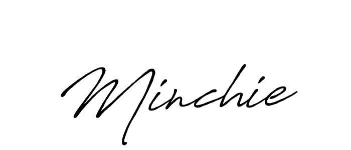 Use a signature maker to create a handwritten signature online. With this signature software, you can design (Antro_Vectra_Bolder) your own signature for name Minchie. Minchie signature style 7 images and pictures png