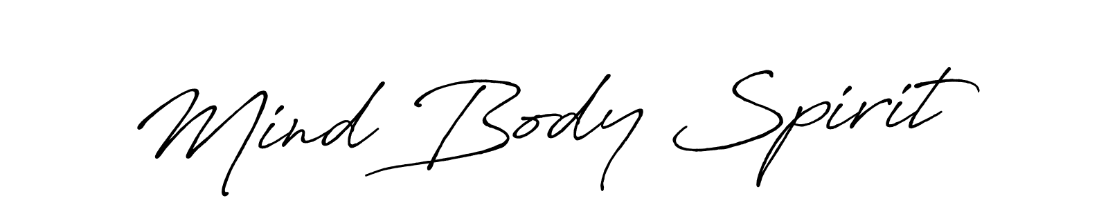 Make a beautiful signature design for name Mind Body Spirit. With this signature (Antro_Vectra_Bolder) style, you can create a handwritten signature for free. Mind Body Spirit signature style 7 images and pictures png