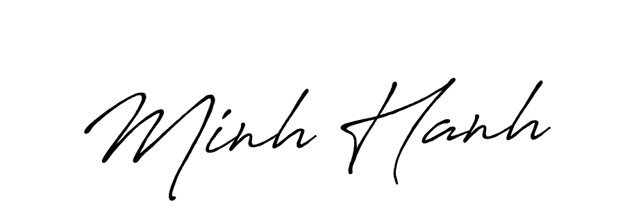 How to make Minh Hanh name signature. Use Antro_Vectra_Bolder style for creating short signs online. This is the latest handwritten sign. Minh Hanh signature style 7 images and pictures png