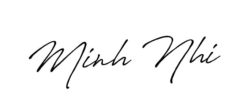 Also You can easily find your signature by using the search form. We will create Minh Nhi name handwritten signature images for you free of cost using Antro_Vectra_Bolder sign style. Minh Nhi signature style 7 images and pictures png