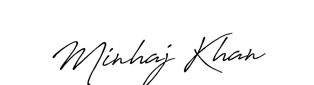 Use a signature maker to create a handwritten signature online. With this signature software, you can design (Antro_Vectra_Bolder) your own signature for name Minhaj Khan. Minhaj Khan signature style 7 images and pictures png