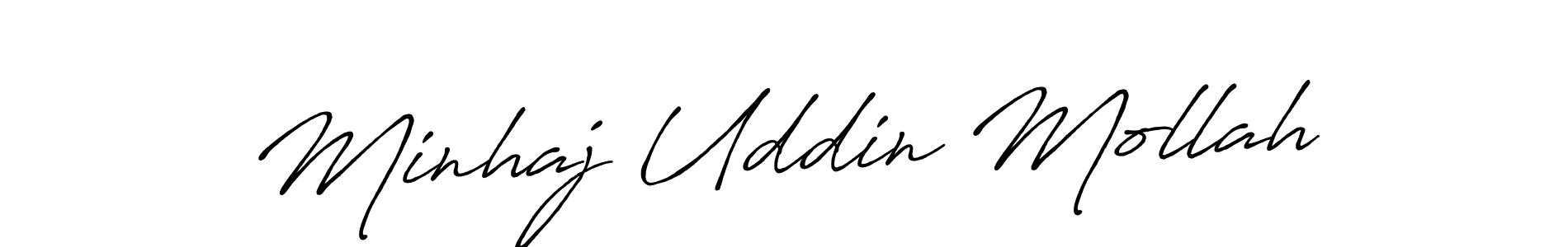 How to make Minhaj Uddin Mollah name signature. Use Antro_Vectra_Bolder style for creating short signs online. This is the latest handwritten sign. Minhaj Uddin Mollah signature style 7 images and pictures png