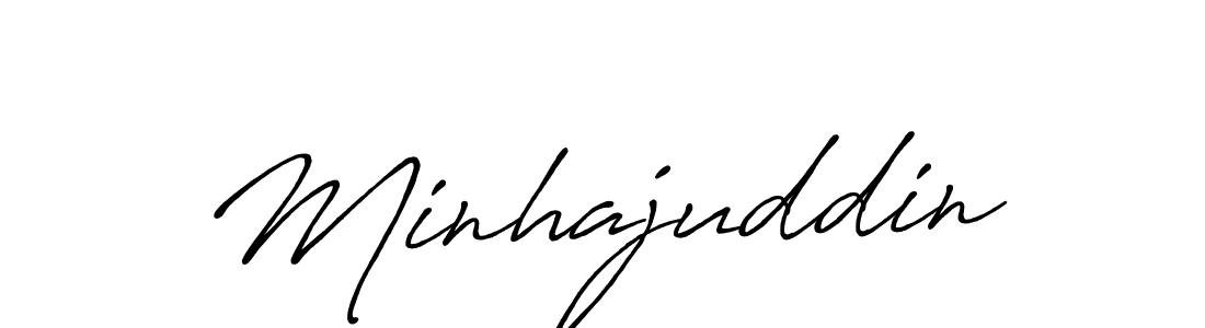 Use a signature maker to create a handwritten signature online. With this signature software, you can design (Antro_Vectra_Bolder) your own signature for name Minhajuddin. Minhajuddin signature style 7 images and pictures png