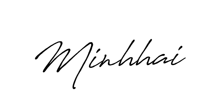 You should practise on your own different ways (Antro_Vectra_Bolder) to write your name (Minhhai) in signature. don't let someone else do it for you. Minhhai signature style 7 images and pictures png