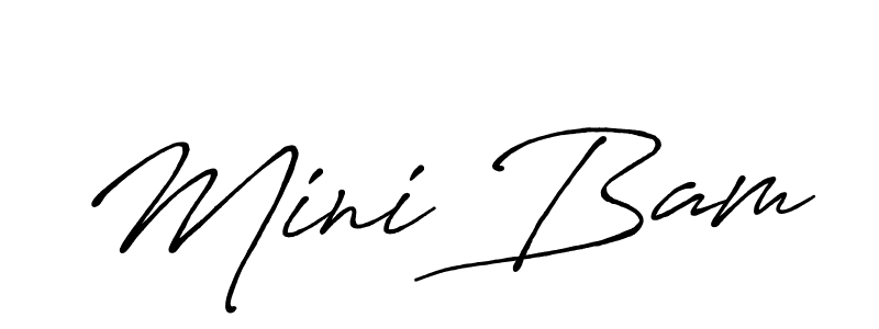 Make a beautiful signature design for name Mini Bam. With this signature (Antro_Vectra_Bolder) style, you can create a handwritten signature for free. Mini Bam signature style 7 images and pictures png