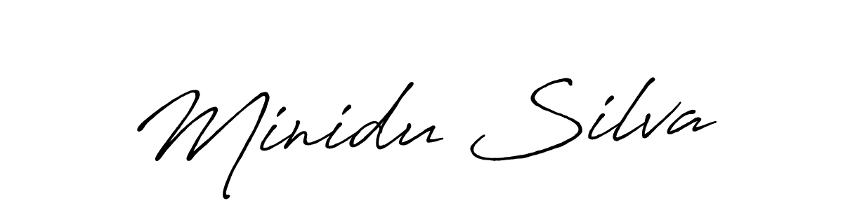 Make a beautiful signature design for name Minidu Silva. With this signature (Antro_Vectra_Bolder) style, you can create a handwritten signature for free. Minidu Silva signature style 7 images and pictures png