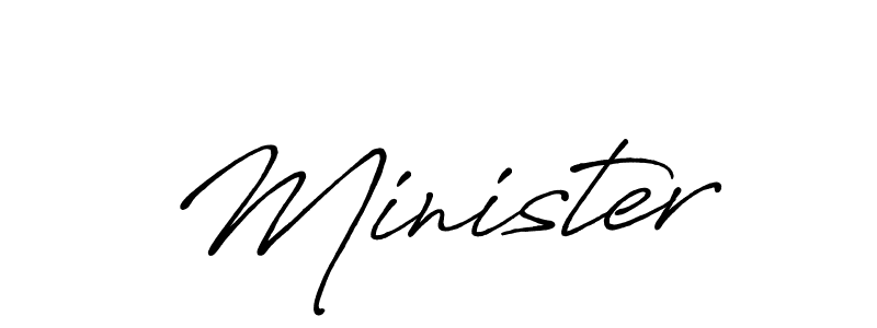 Design your own signature with our free online signature maker. With this signature software, you can create a handwritten (Antro_Vectra_Bolder) signature for name Minister. Minister signature style 7 images and pictures png