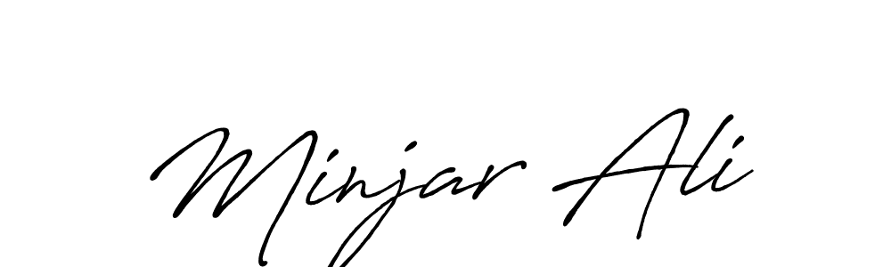 Make a beautiful signature design for name Minjar Ali. With this signature (Antro_Vectra_Bolder) style, you can create a handwritten signature for free. Minjar Ali signature style 7 images and pictures png