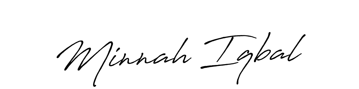 Minnah Iqbal stylish signature style. Best Handwritten Sign (Antro_Vectra_Bolder) for my name. Handwritten Signature Collection Ideas for my name Minnah Iqbal. Minnah Iqbal signature style 7 images and pictures png