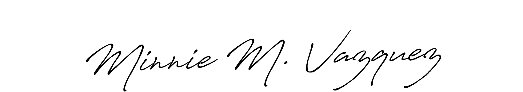 Create a beautiful signature design for name Minnie M. Vazquez. With this signature (Antro_Vectra_Bolder) fonts, you can make a handwritten signature for free. Minnie M. Vazquez signature style 7 images and pictures png