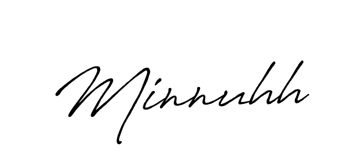 Use a signature maker to create a handwritten signature online. With this signature software, you can design (Antro_Vectra_Bolder) your own signature for name Minnuhh. Minnuhh signature style 7 images and pictures png