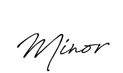 How to make Minor signature? Antro_Vectra_Bolder is a professional autograph style. Create handwritten signature for Minor name. Minor signature style 7 images and pictures png