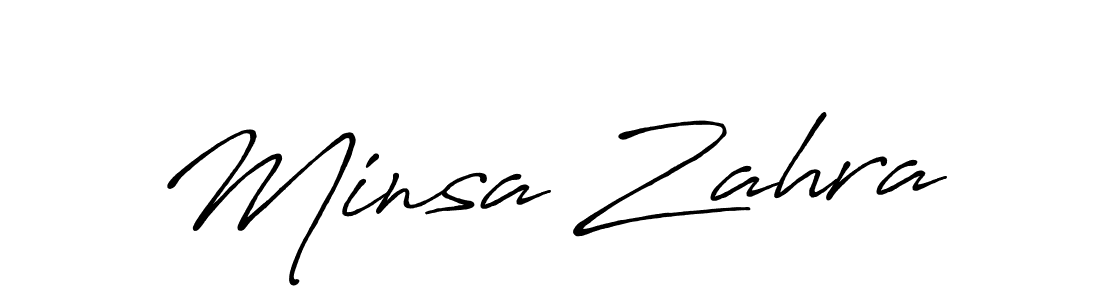 How to make Minsa Zahra name signature. Use Antro_Vectra_Bolder style for creating short signs online. This is the latest handwritten sign. Minsa Zahra signature style 7 images and pictures png