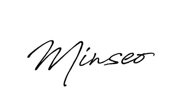 Make a beautiful signature design for name Minseo. With this signature (Antro_Vectra_Bolder) style, you can create a handwritten signature for free. Minseo signature style 7 images and pictures png